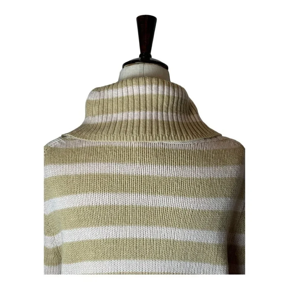 J. Crew Tan And Pink Wool Blend‎ Striped Turtleneck Pullover Sweater Size S